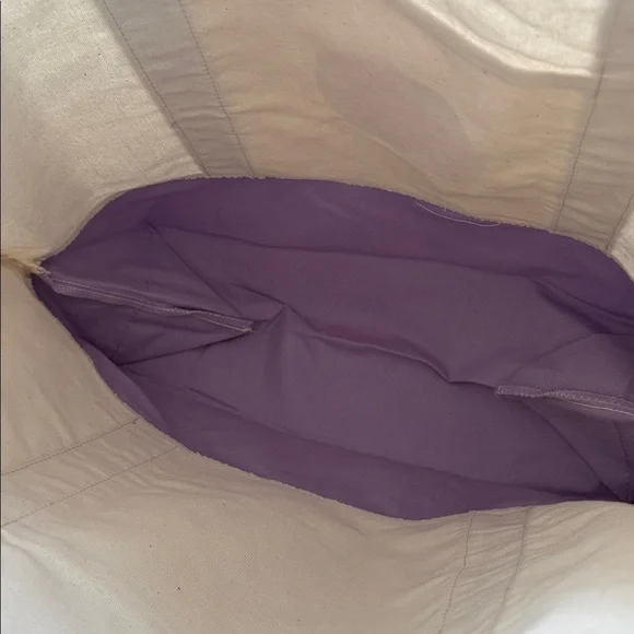 NWT Trader Joe’s Large Lavender Pastel Canvas Reusable Market Tote Bag - Picture 3 of 3